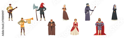Medieval People Character from Fairytale and Legend Vector Set