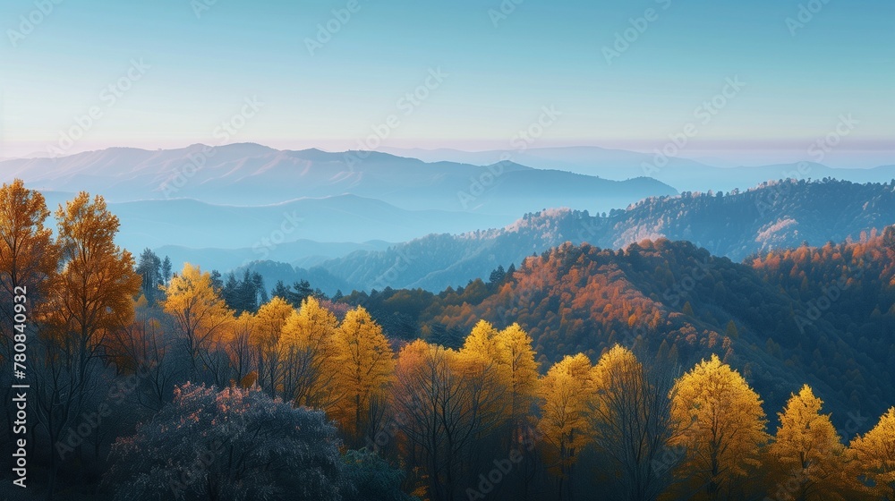 Serene Autumn Panorama: Tranquil Mountain Landscape