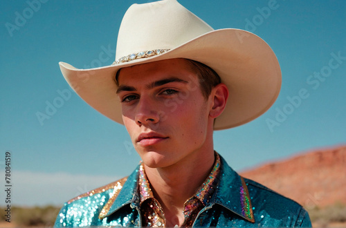 Young Gay Cowboy Close-Up Portrait