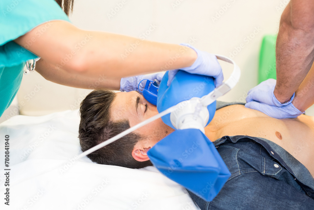 Medics making emergency procedure Medics making emergency procedure