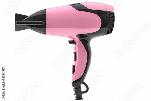 Pink and black hair dryer isolated with ionic technology for styling hair at home