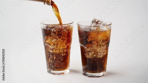 Two glasses filled with soda, perfect for food and beverage concepts