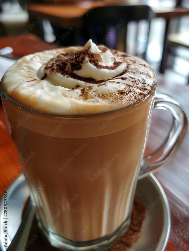 Artistic Top View of a Latte with Beautiful Cream Patterns Artistic Top View of a Latte with Beautiful Cream Patterns
