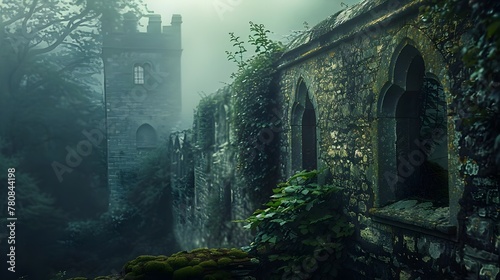 Mystical Abandoned Castle Overgrown Nature Foggy Morning © FEROHORA