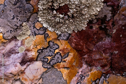 Quartz and silica rock textures with colorful nickel formations photo