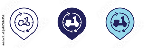 Motorcycle Rental Pin Icon - Navigation Set