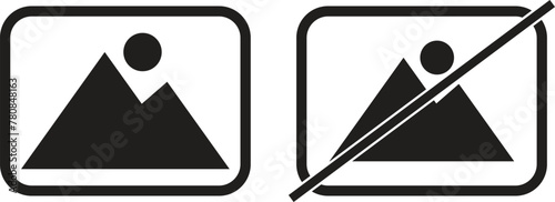 Picture and no picture icons . Image and no image icons . Photo and no photo symbols . Vector illustration
