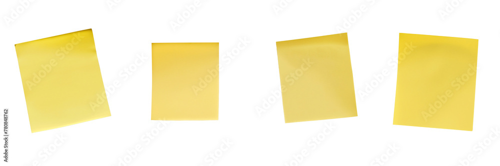 Set of Yellow sticky post it note  on isolated background