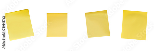 Set of Yellow sticky post it note  on isolated background photo