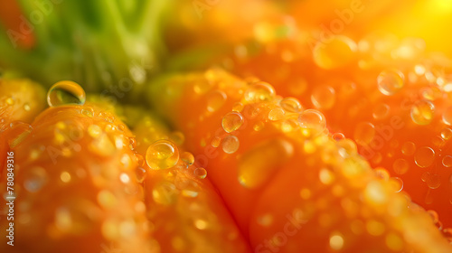 Wallpaper Mural Close-up View of Water Droplets on Vibrant Orange Surface Torontodigital.ca