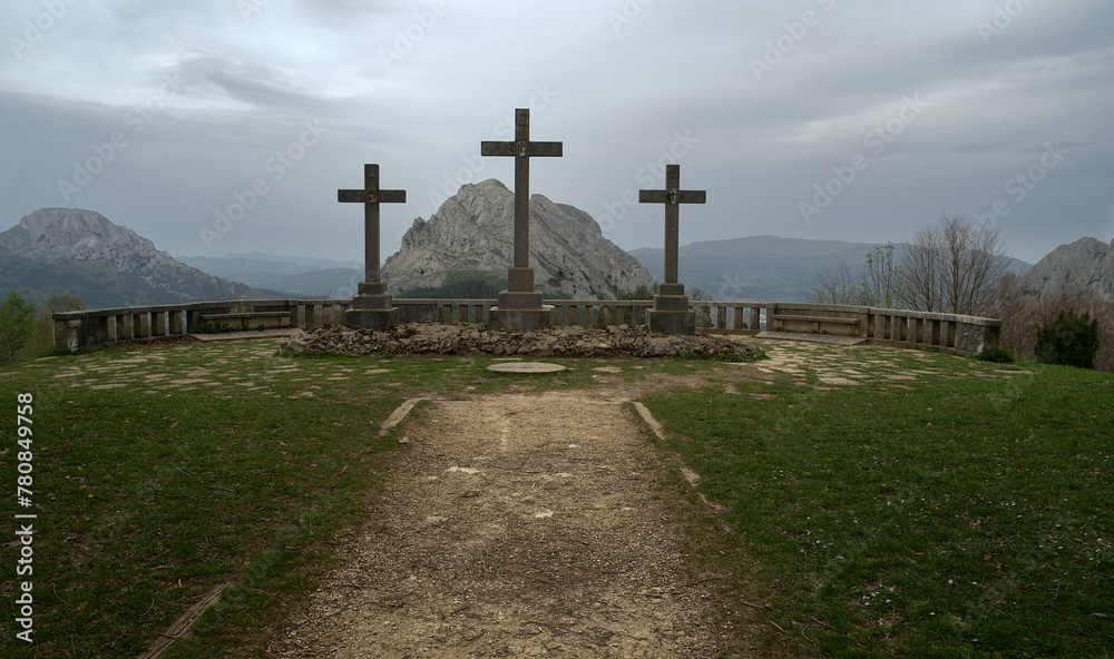 three crosses on the mountain