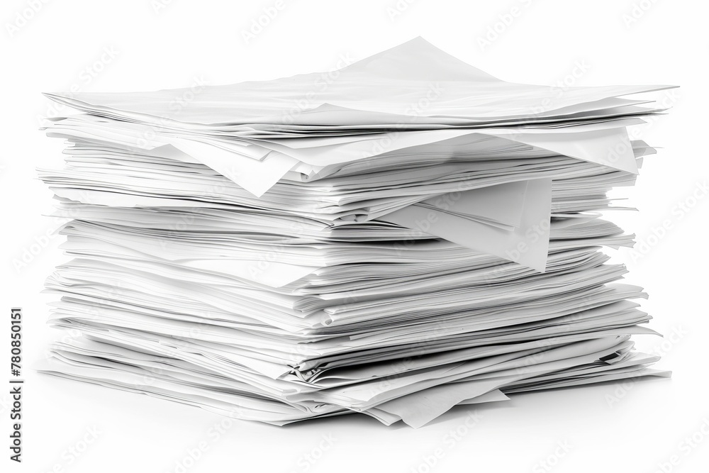 White stack of paper isolated on white background White stack of paper isolated on white background