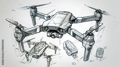 sketch illustration of a drone 