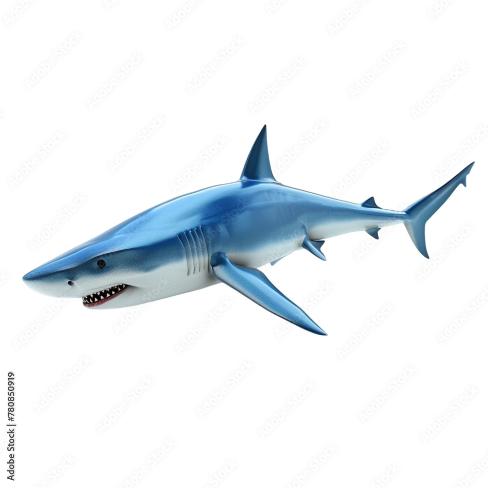 Fototapeta premium blue shark 3d illustration isolated on white background