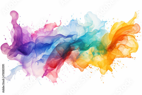 colorful watercolor splashes isolated on white