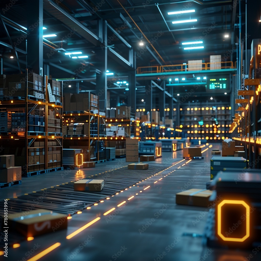 Smart industrial complex with integrated logistics technology, VR for warehouse management, IoT devices tracking every shipment , cinematic Smart industrial complex with integrated logistics technology, VR for warehouse management, IoT devices tracking every shipment , cinematic