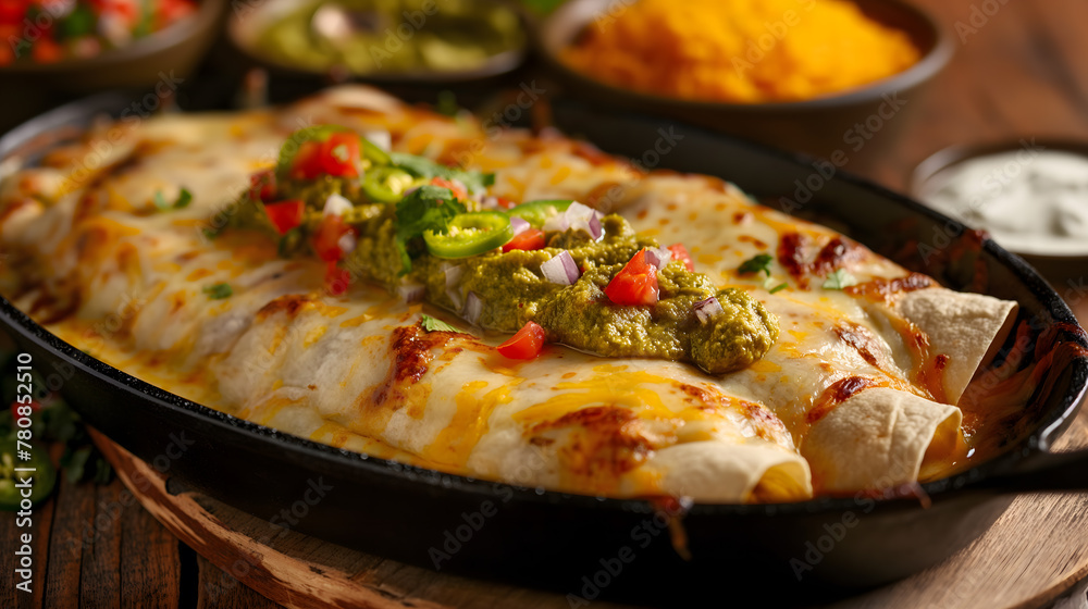 Scrumptious Cheesy Enchiladas Served in a Cast Iron Skillet Scrumptious Cheesy Enchiladas Served in a Cast Iron Skillet