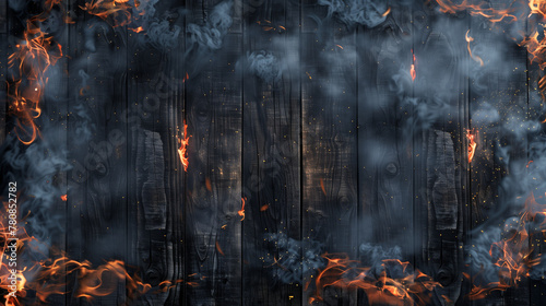 Flaming wooden planks, background