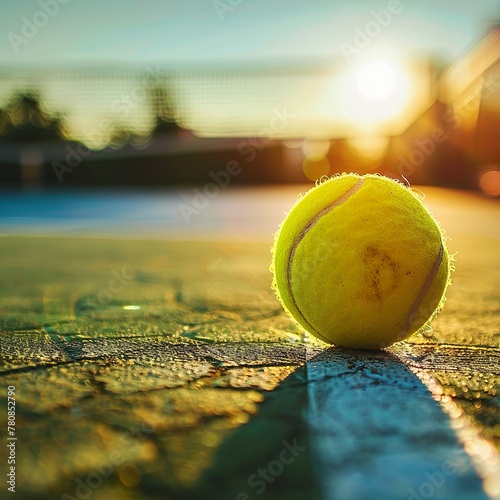 Tennis ball on the tennis court