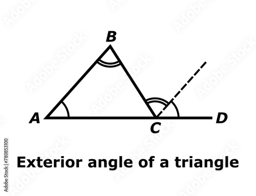 Exterior angle of a triangle vector illustration