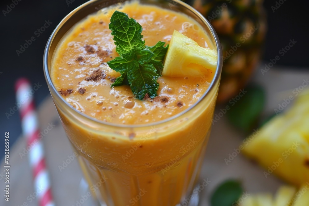 Fruit smoothie with pineapple and papaya