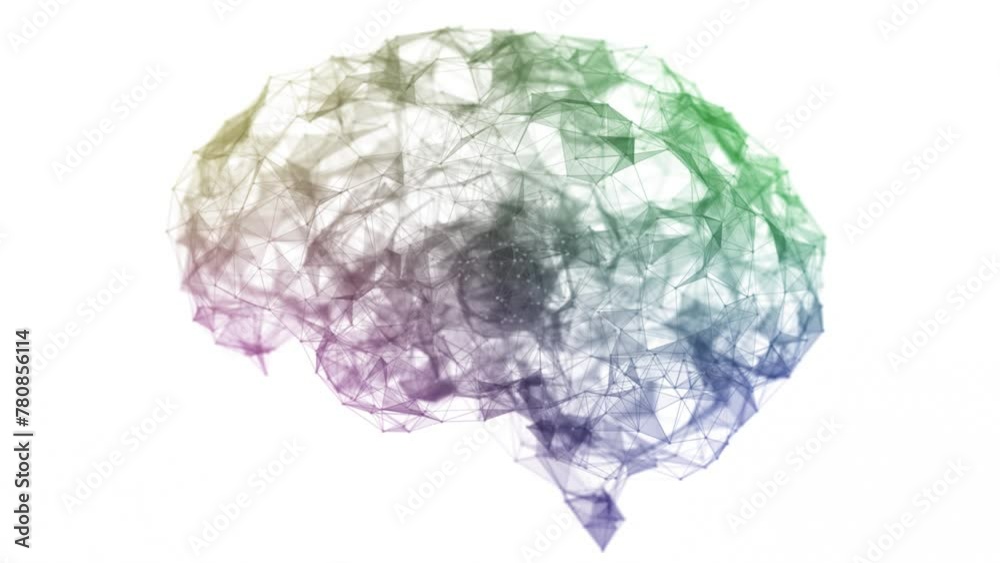 Artificial Intelligence - Building Neural Network - Brain isolated on white background 4K seamless loop multi colour	
