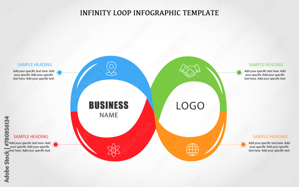Obraz premium Infinity loop infographic template design with four steps
