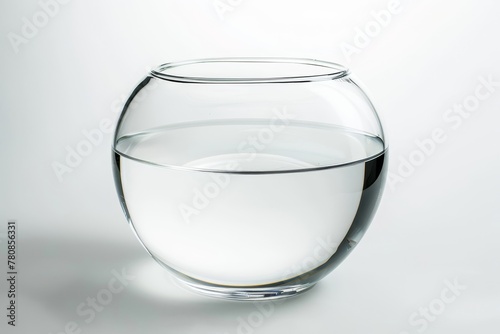 Glass fishbowl without reflection or back light on a white background