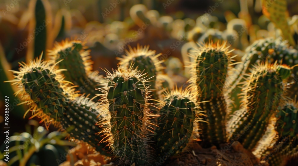 A group of cactus plants in a vast field. Suitable for desert and nature themes A group of cactus plants in a vast field. Suitable for desert and nature themes