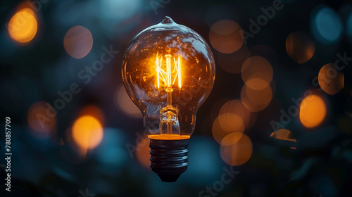 Technology light bulb in the dark background