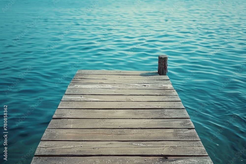 A wooden dock extending into the water. Ideal for travel and nature concepts A wooden dock extending into the water. Ideal for travel and nature concepts