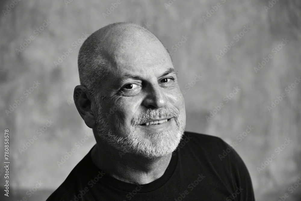 portrait adult man bald white beard face expression happy thoughtful male model gentleman in black clothes image portrait adult man bald white beard face expression happy thoughtful male model gentleman in black clothes image