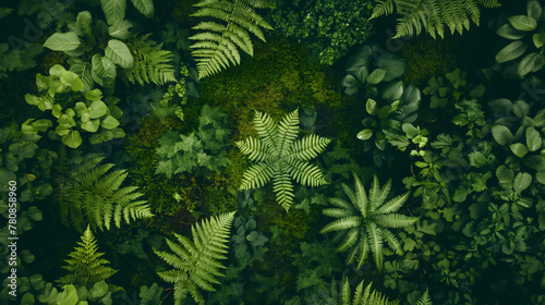 Lush Green Aerial View of Dense Tropical Rainforest Vegetation