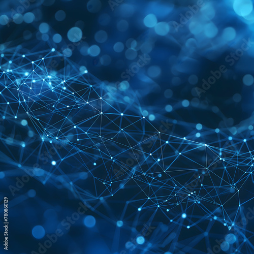 Abstract Network Connections in Blue Digital Background © slonme