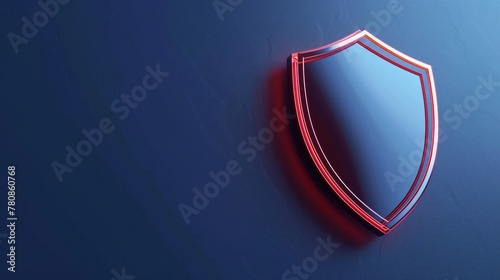 A 3D rendered minimalistic protection shield icon isolated on a vibrant blue background photo