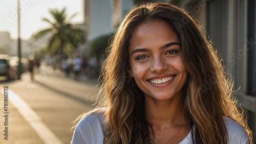 Jovem mulher brasileira em uma praia no Rio de Janeiro, Brasil