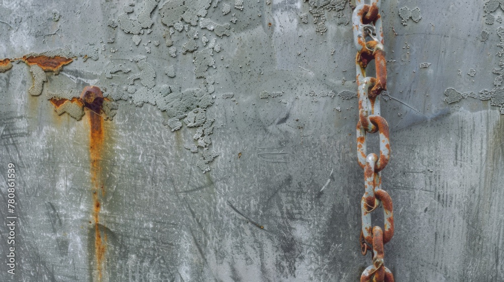 Rusted Chain Hanging on Concrete Wall Rusted Chain Hanging on Concrete Wall