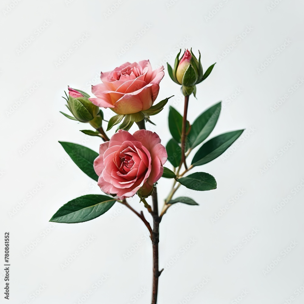 single  rose on a white background