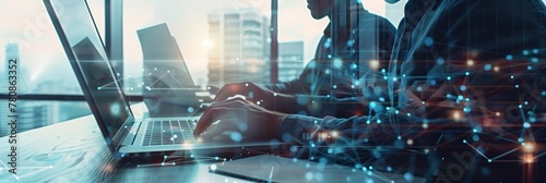 Modern Business Professionals Working on Laptops