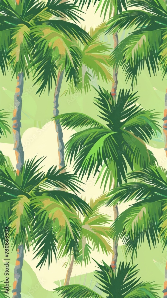 Tropical palm tree pattern on a light background. Summer vibes and nature-inspired wallpaper design Tropical palm tree pattern on a light background. Summer vibes and nature-inspired wallpaper design