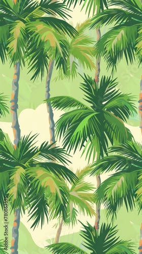 Tropical palm tree pattern on a light background. Summer vibes and nature-inspired wallpaper design