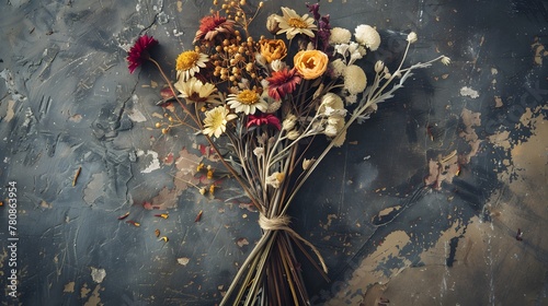 A bundle of dried flowers photo