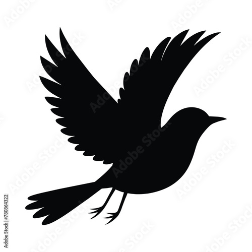 silhouette of pipit bird on white