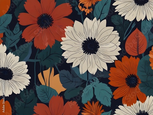 A bold  graphic print of abstract  oversized florals in a non-naturalistic palette  generative AI