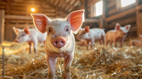 A Curious Piglet in the Barn