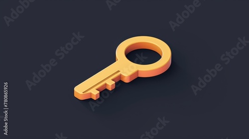 A bright orange key placed on a sleek black surface. Ideal for concepts related to security and access control © Fotograf