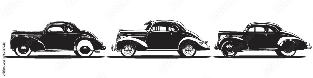 Three vectors of old classic car