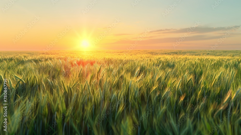 The Golden Wheat Field at Sunset