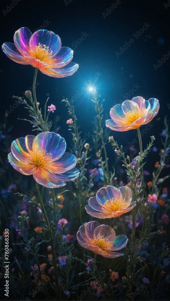 Naklejka premium Magical night flowers