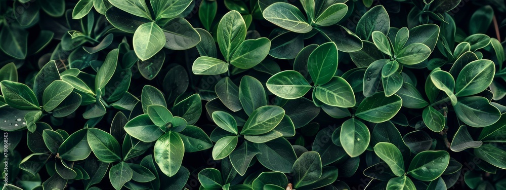 A lush green boxwood hedge with dense foliage, providing an elegant and refreshing background for various applications. Top view A lush green boxwood hedge with dense foliage, providing an elegant and refreshing background for various applications. Top view